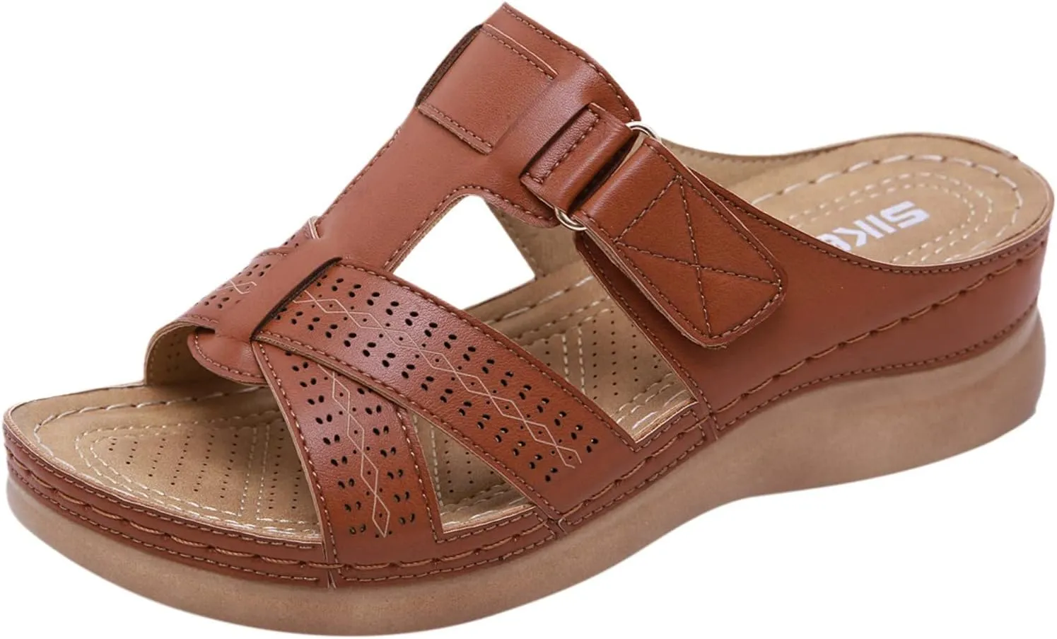 Cathalem Sandals for women 2024, Womens Orthopedic Wedge Heel Slip On Open Toe Mules Summer Sandals Shoes