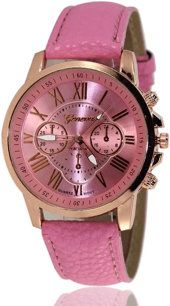 CdyBox Women Men Lady Teen Girl PU Leather Band Watches Dial Analog Quartz Wristwatches