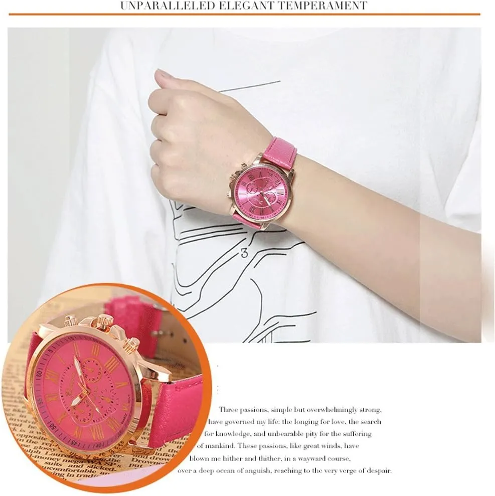 CdyBox Women Men Lady Teen Girl PU Leather Band Watches Dial Analog Quartz Wristwatches