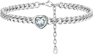 ChainsProMax Womens Anklets Heart Ankle Bracelets for Women Waterproof 5MM Cuban Link Anklets with Birthstone, Stainless Steel-Send Gift Box