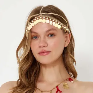 Chanaco Gold Hair Jewelry for Women Boho Head Chain Sequin Headbands Hair Accessories Costume Headpiece