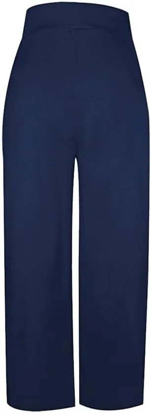 Chatinction Women's Casual Palazzo Pants High Waist Pleated Polka Dot Printed Wide Leg Pants with Pockets