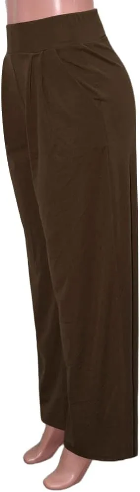 Chatinction Women's Casual Palazzo Pants High Waist Pleated Polka Dot Printed Wide Leg Pants with Pockets