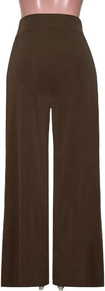 Chatinction Women's Casual Palazzo Pants High Waist Pleated Polka Dot Printed Wide Leg Pants with Pockets
