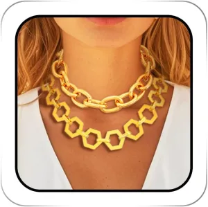 Chunky Choker Necklace Gold Layered Thick Clavicle Statement Necklaces Punk Cuban Link Neck Chains for Women