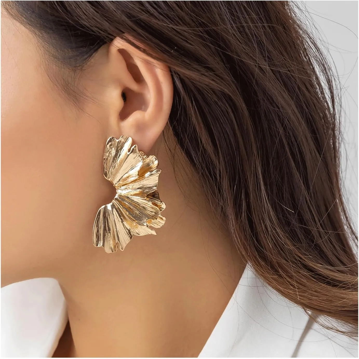 Chunky Flower Earrings for Women Gold Silver Statement Stud Earring Exaggerated Geometric Floral Drop Earrings Trendy Earring Jewelry for Women