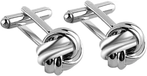 Classic Men's Knot Cufflinks Silver Cufflinks Set for Business Weddings Formal Occasions