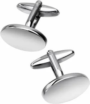 Classic Oval Blank Cufflinks for Mens French Shirt Cuff Buttons High Polishing Silver Metal Cuff links
