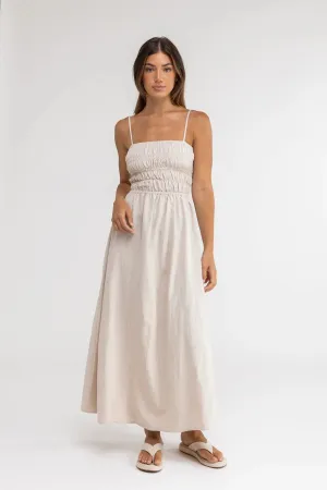 Classic Shirred Midi Dress / Oat