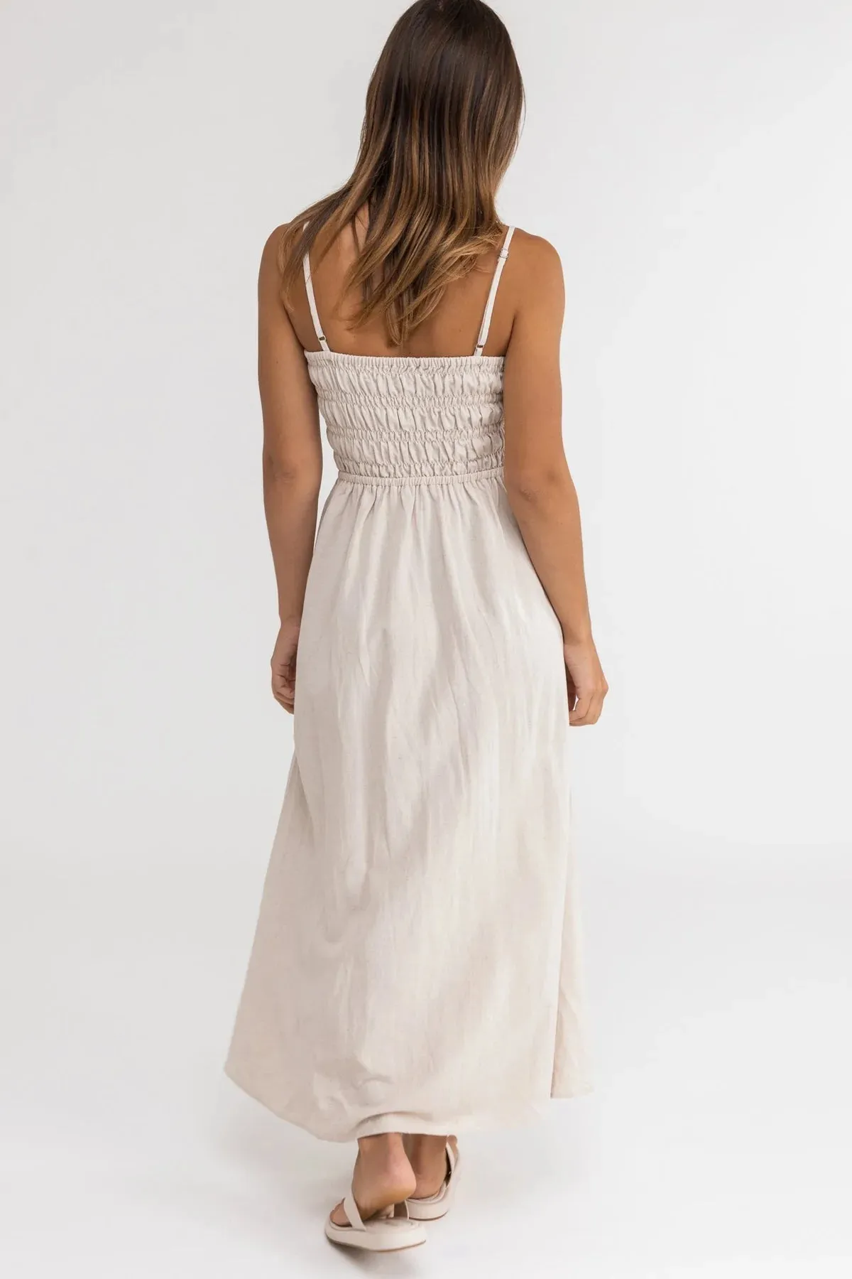 Classic Shirred Midi Dress / Oat