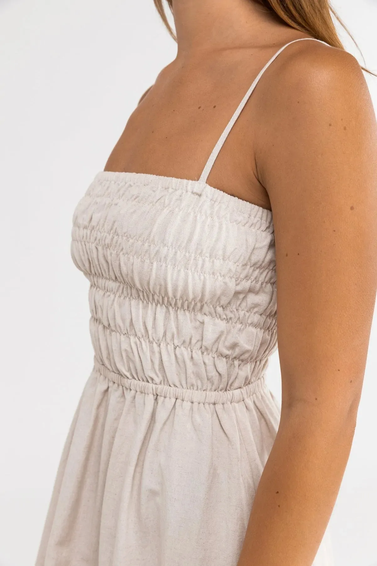Classic Shirred Midi Dress / Oat