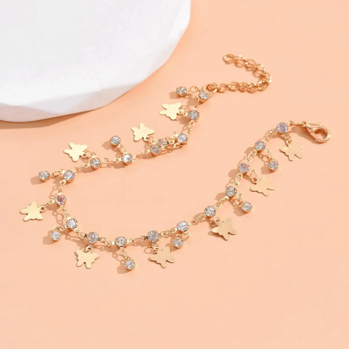 Clataly Turquoise Anklet Bracelets Multilayer Butterfly Anklets Flower Pearl Beaded Ankle Summer Accessories Beach Foot Jewelry for Women