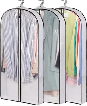 Clothes Cover 3 Pack 40" Garment Bags 4" Gusseted Suit Bag for Hanging Travel Clothes Storage Suit Bags (Color : White, Size : 60 * 10 * 100cm)