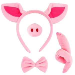 COCIDE Pig Ears Headbands Peppa Pig Costume Miss Piglet for Women Piggy Mask for Adults Tail Shrek Nose and Bow Tie Halloween Dress Up Party Decoration Accessories Set