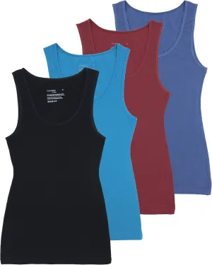 Comfneat Women's 4-Pack Slim-Fit Basic Tanks Cotton Casual Comfy Top Underwear Vests