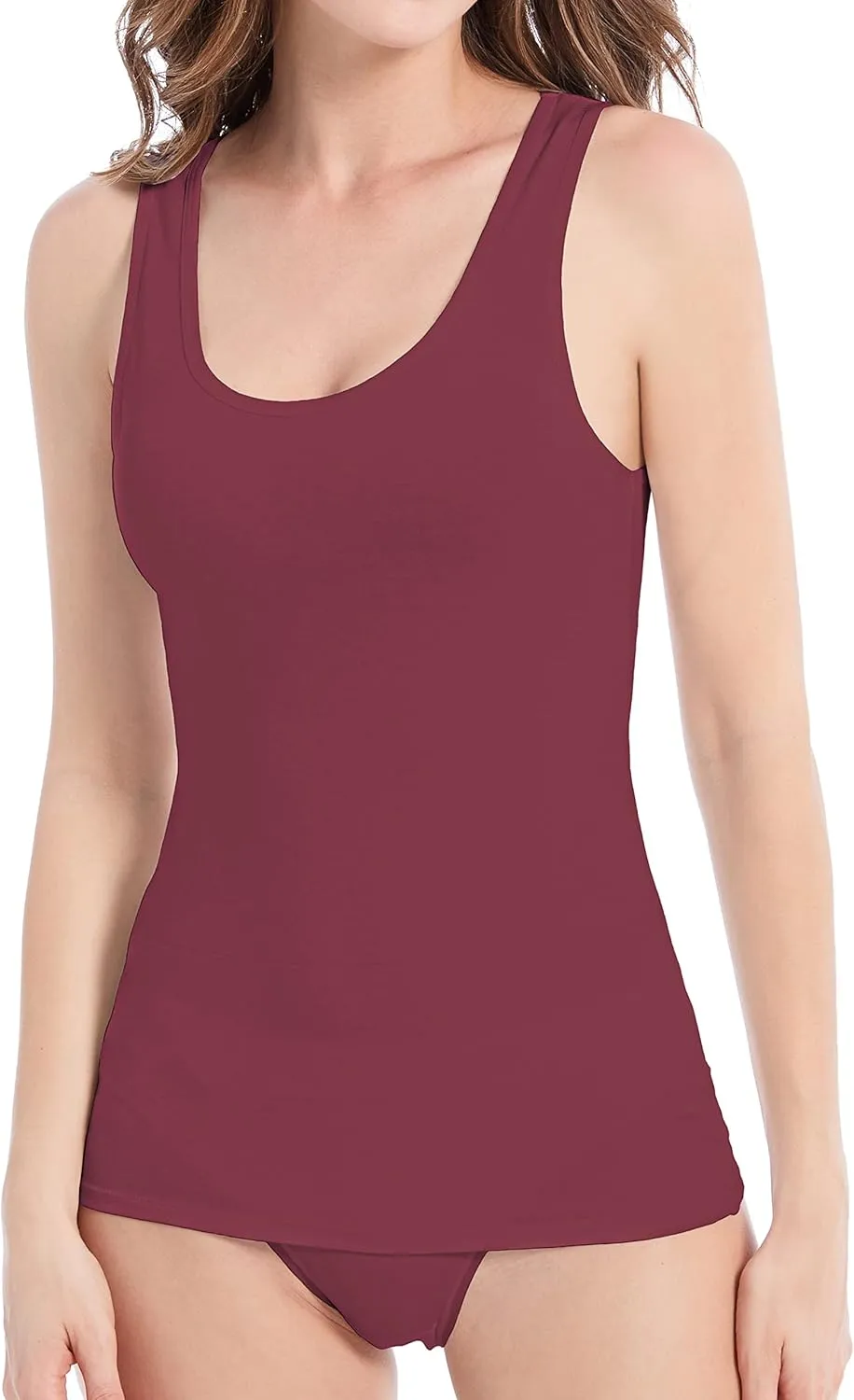 Comfneat Women's 4-Pack Slim-Fit Basic Tanks Cotton Casual Comfy Top Underwear Vests