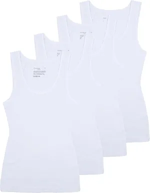 Comfneat Women's 4-Pack Slim-Fit Basic Tanks Cotton Casual Comfy Top Underwear Vests