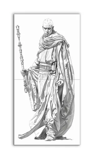 Commanding Figure in Flowing Robes with Ornate Staff