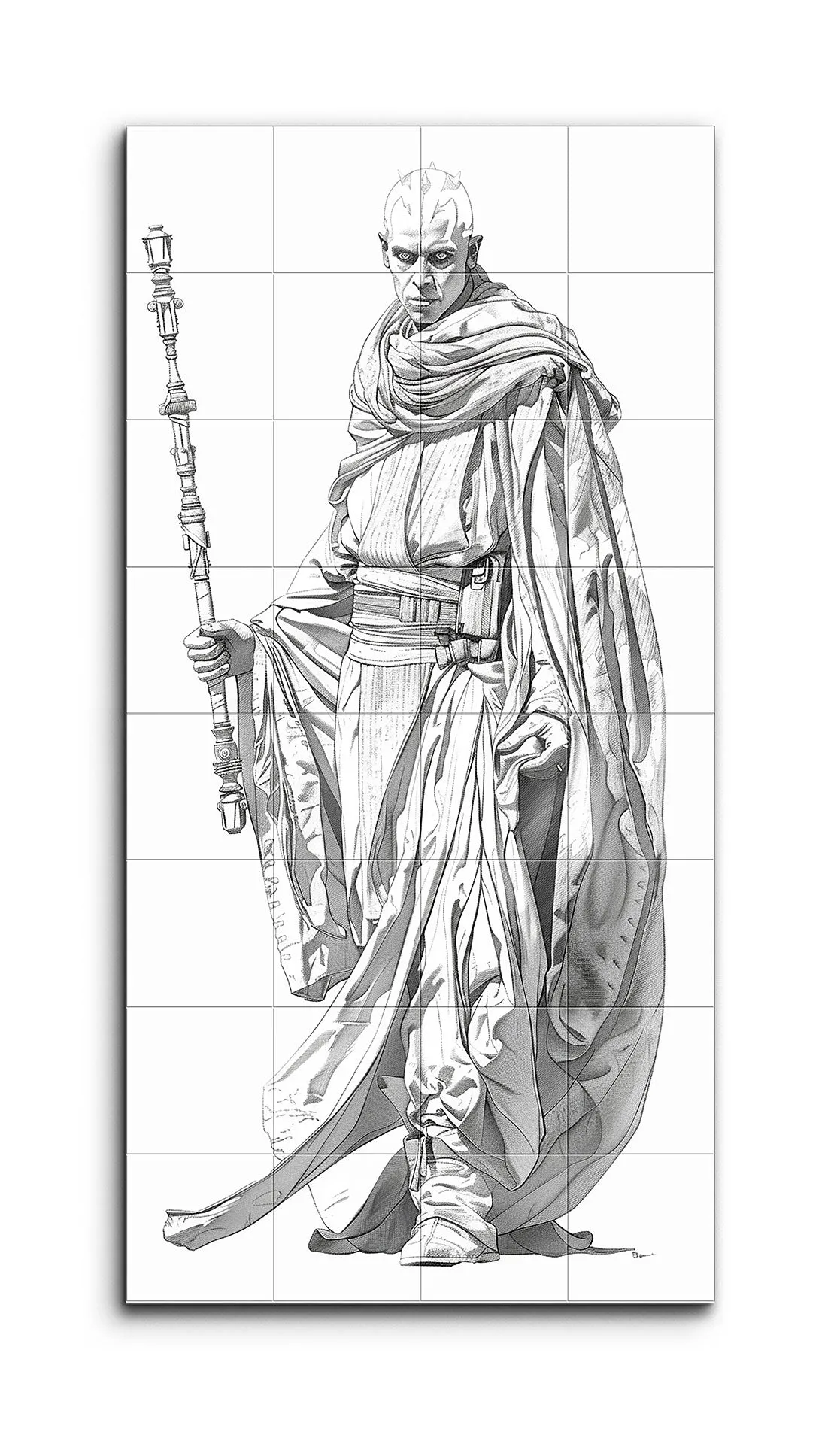 Commanding Figure in Flowing Robes with Ornate Staff