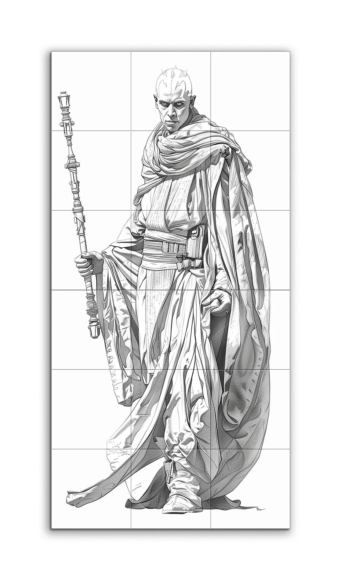 Commanding Figure in Flowing Robes with Ornate Staff