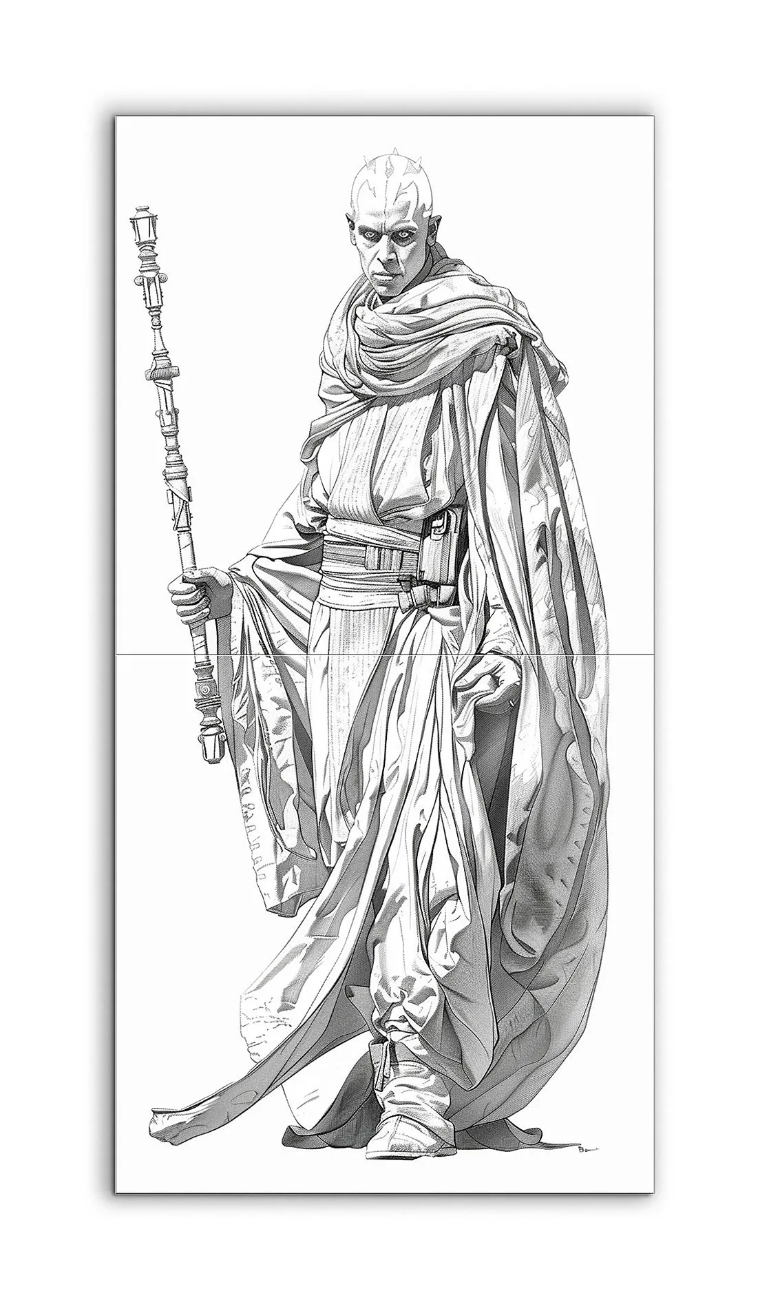 Commanding Figure in Flowing Robes with Ornate Staff