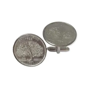 Connecticut Quarter Cuff Links, coin cufflinks, Connecticuit gift, stocking stuffer for men, small novelty present