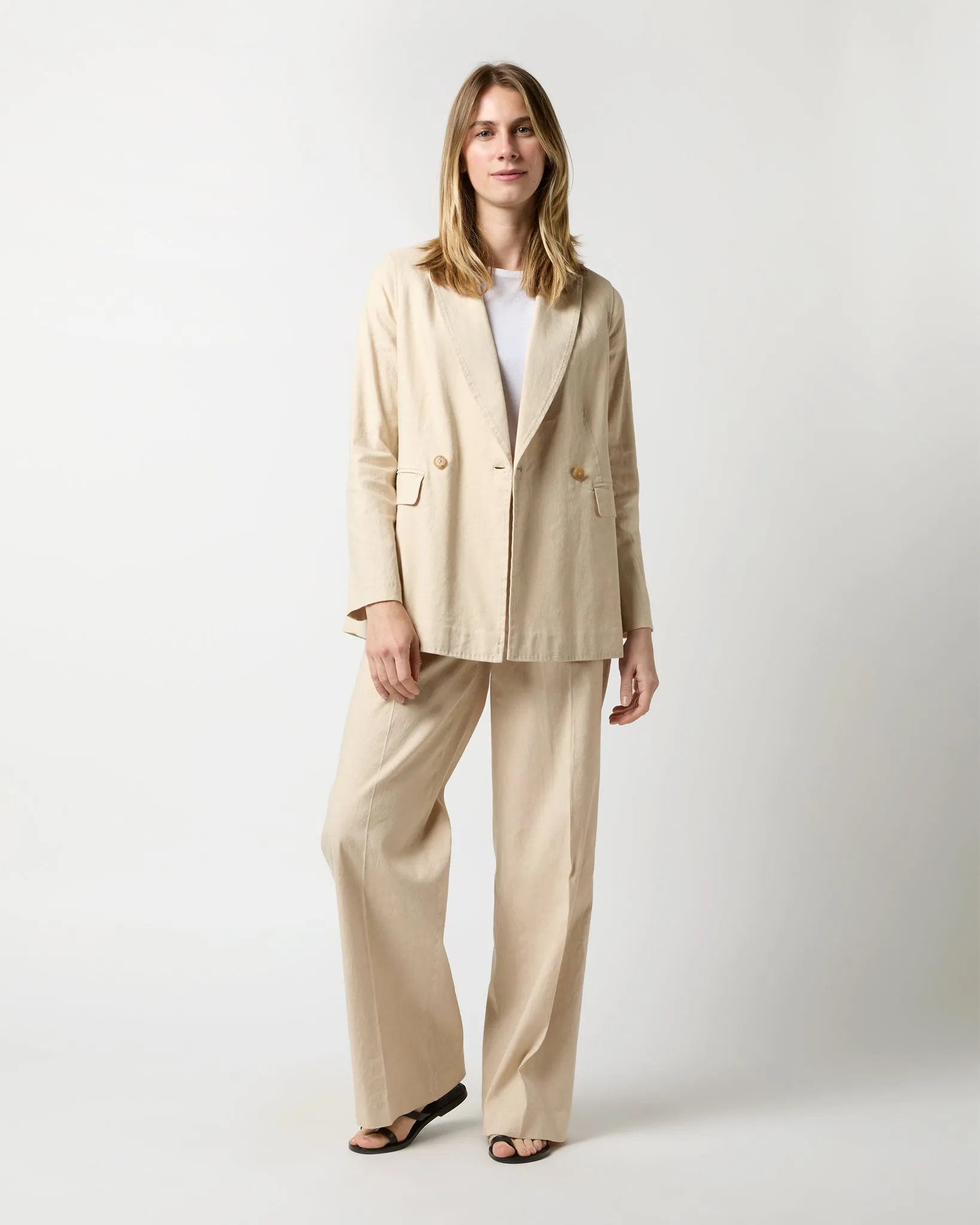 Constance Jacket in Sand Stretch Cotolino