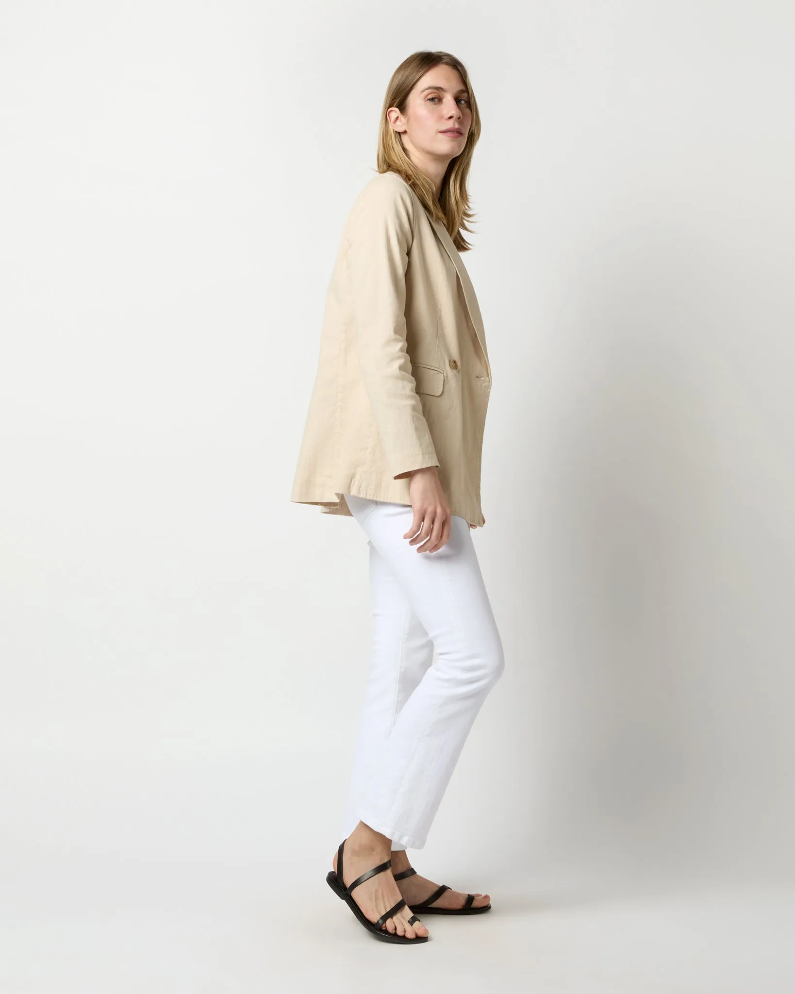 Constance Jacket in Sand Stretch Cotolino