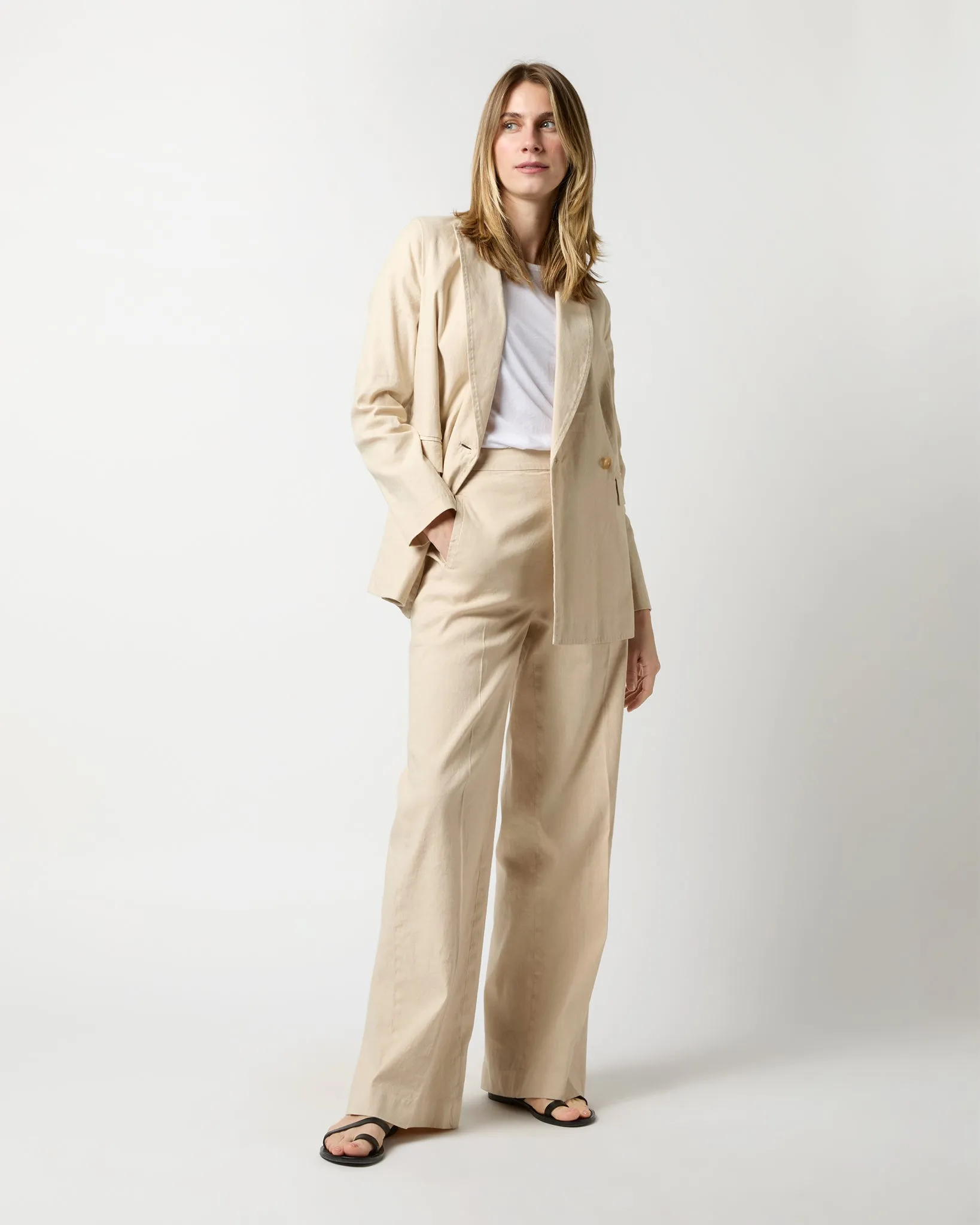 Constance Jacket in Sand Stretch Cotolino