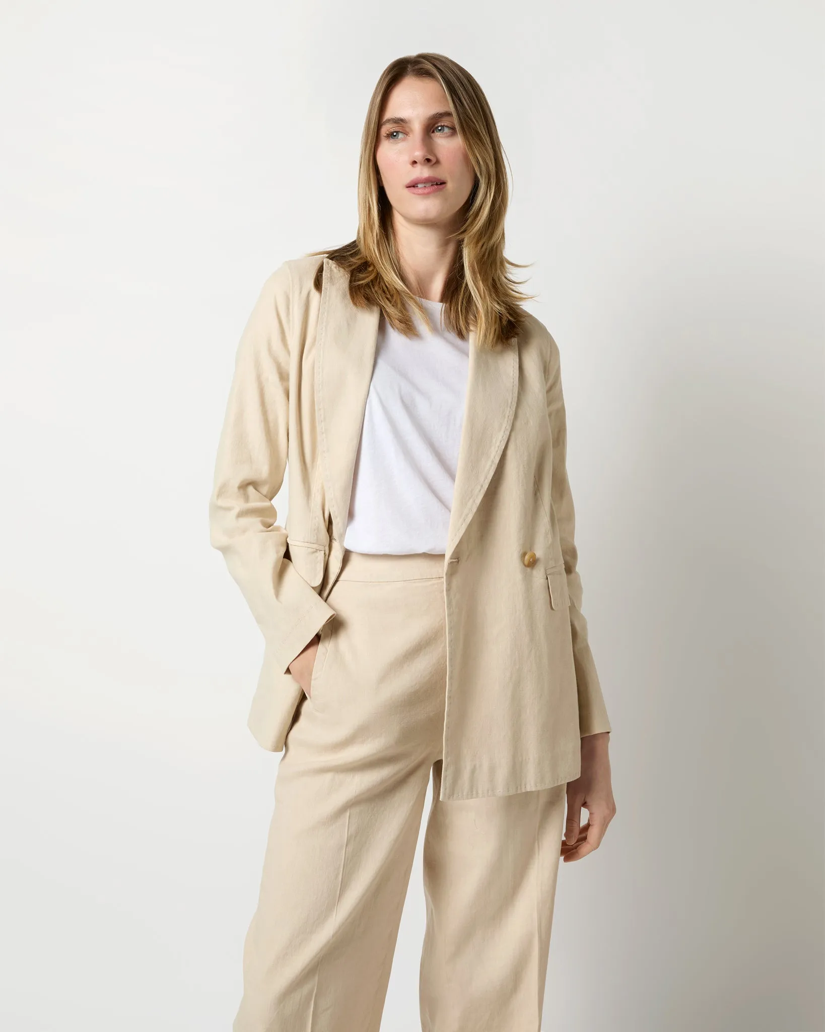 Constance Jacket in Sand Stretch Cotolino
