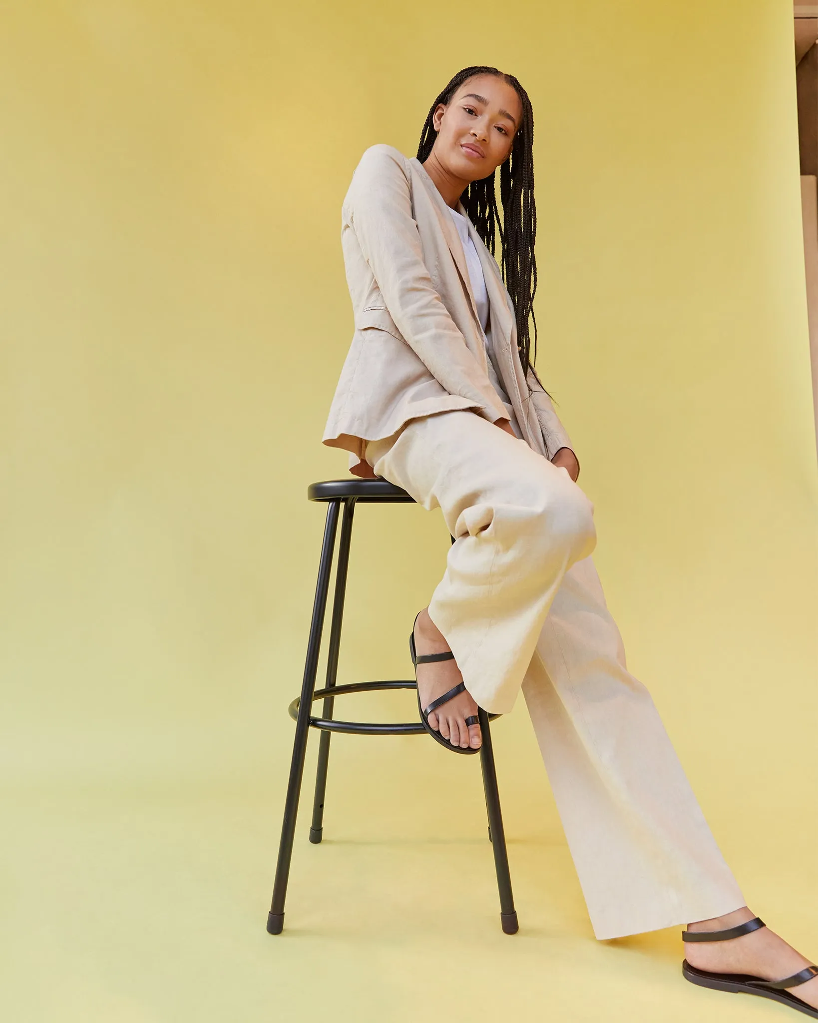 Constance Jacket in Sand Stretch Cotolino