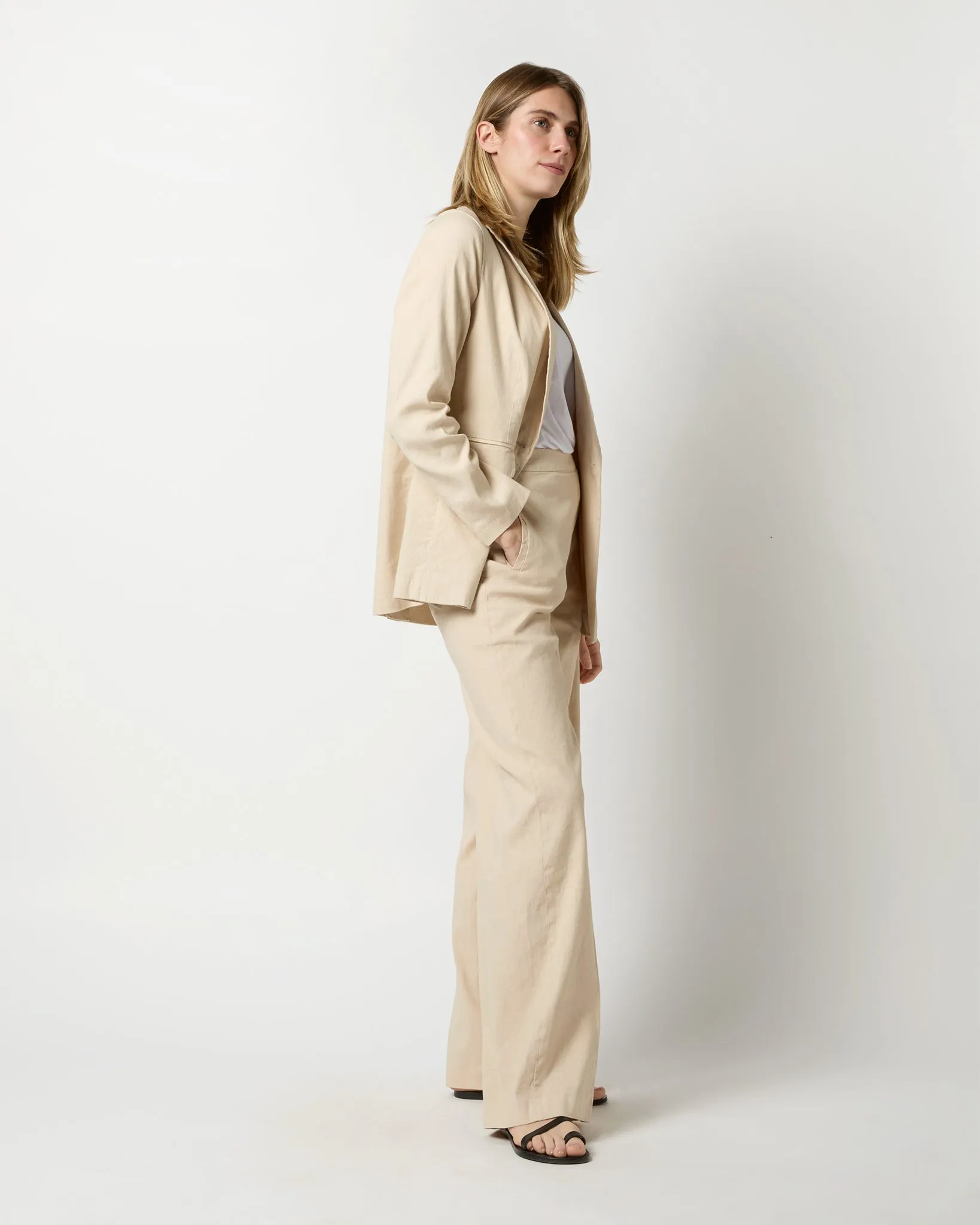 Constance Jacket in Sand Stretch Cotolino