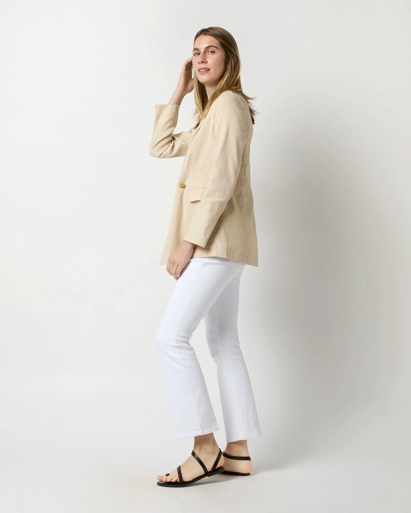 Constance Jacket in Sand Stretch Cotolino