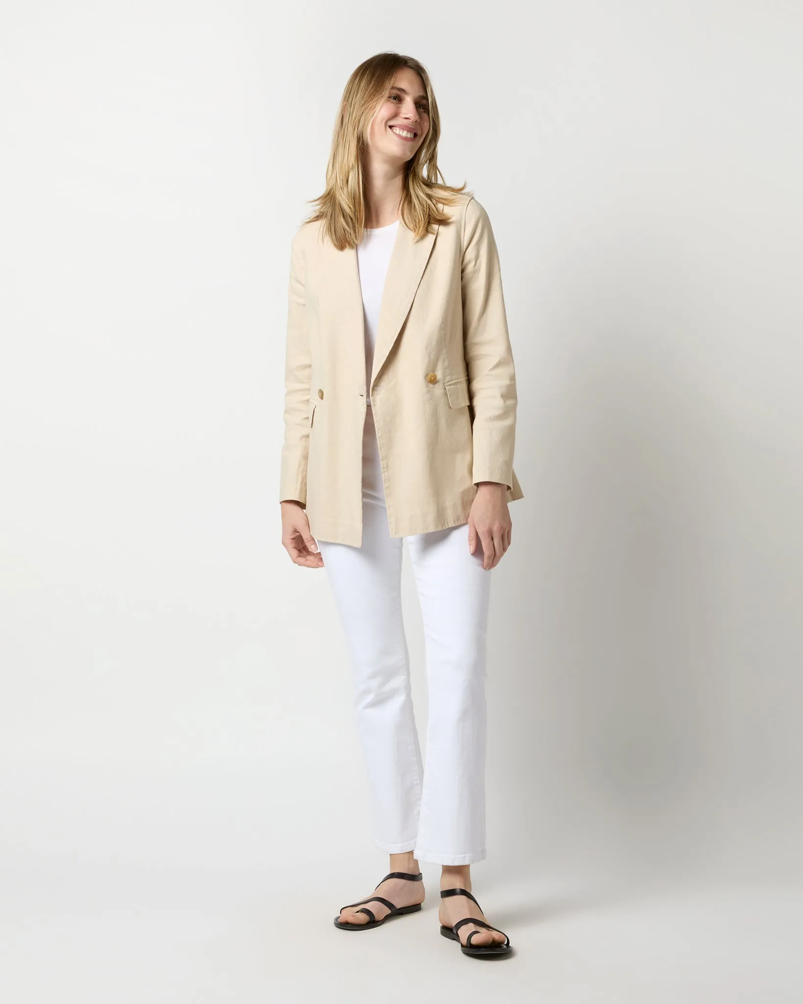 Constance Jacket in Sand Stretch Cotolino