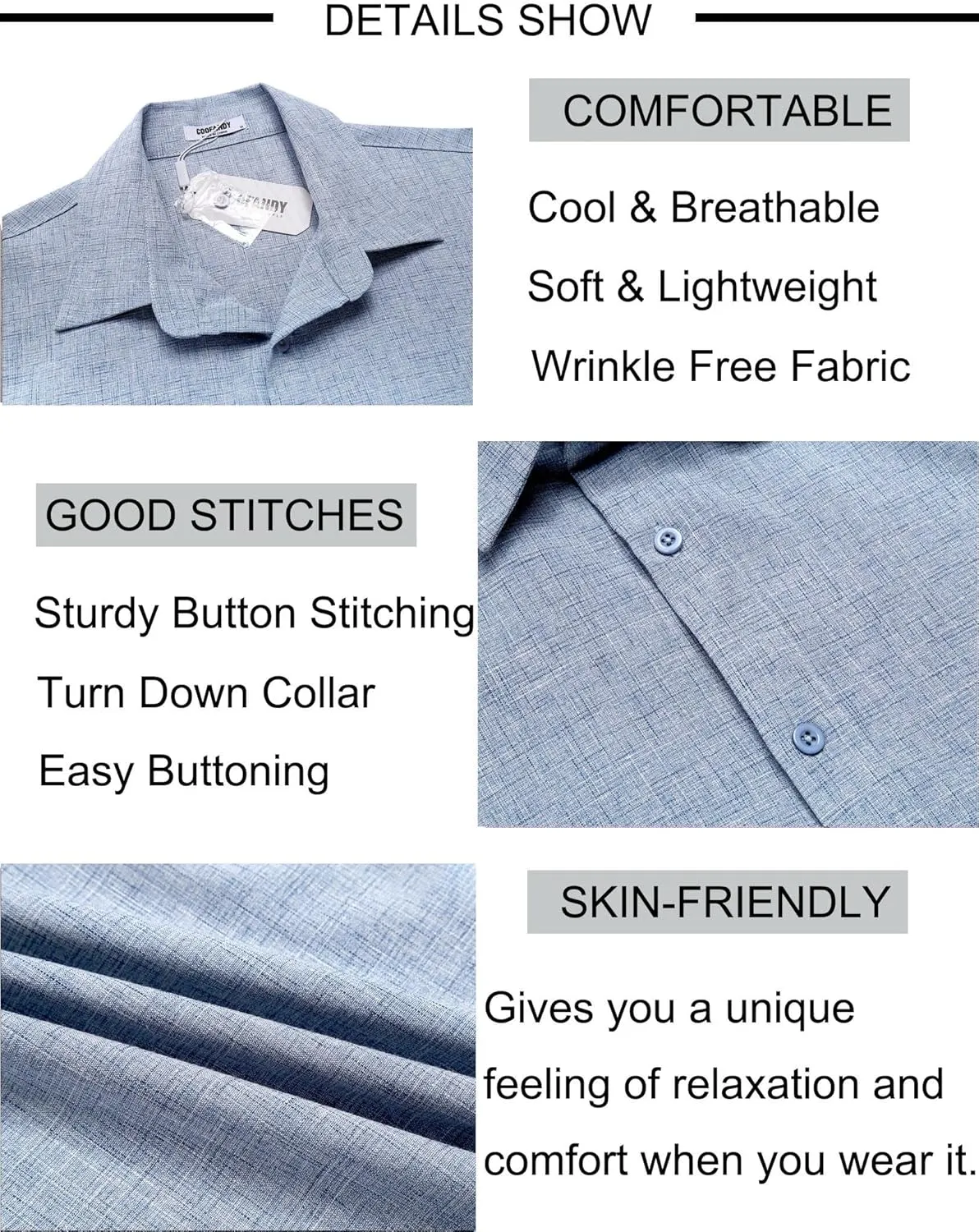COOFANDY Mens Button Down Shirt Short Sleeve Casual Shirts Beach Summer Linen Shirts Wedding Vacation Shirt
