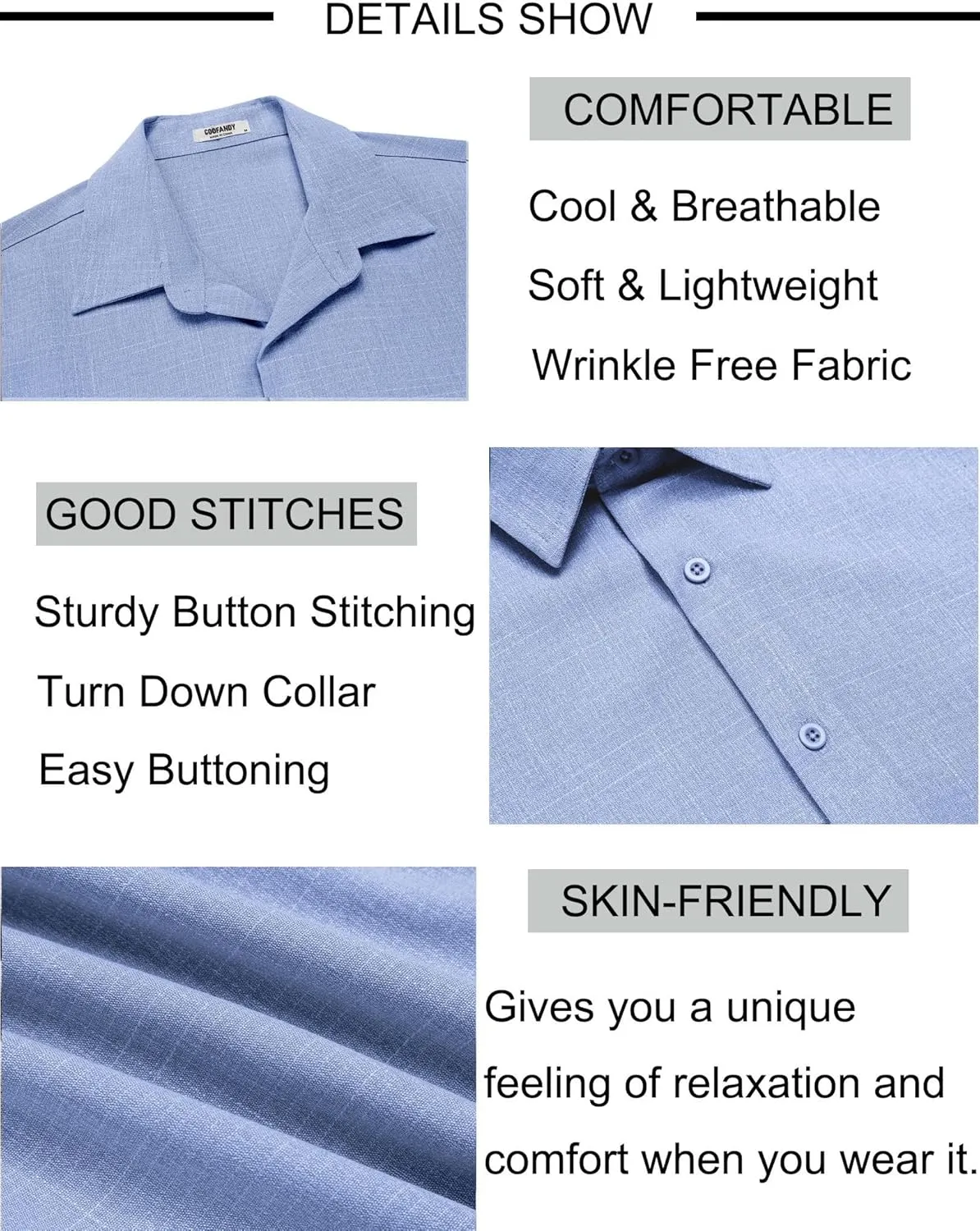 COOFANDY Mens Button Down Shirt Short Sleeve Casual Shirts Beach Summer Linen Shirts Wedding Vacation Shirt