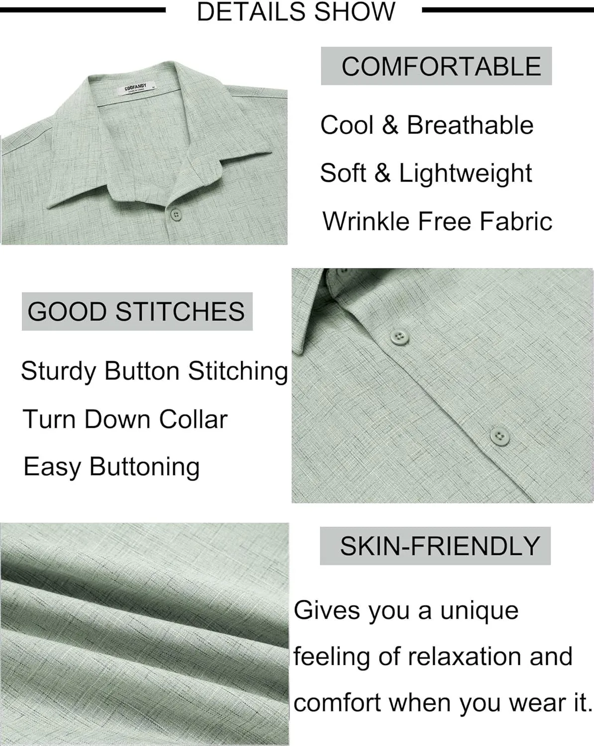 COOFANDY Mens Button Down Shirt Short Sleeve Casual Shirts Beach Summer Linen Shirts Wedding Vacation Shirt