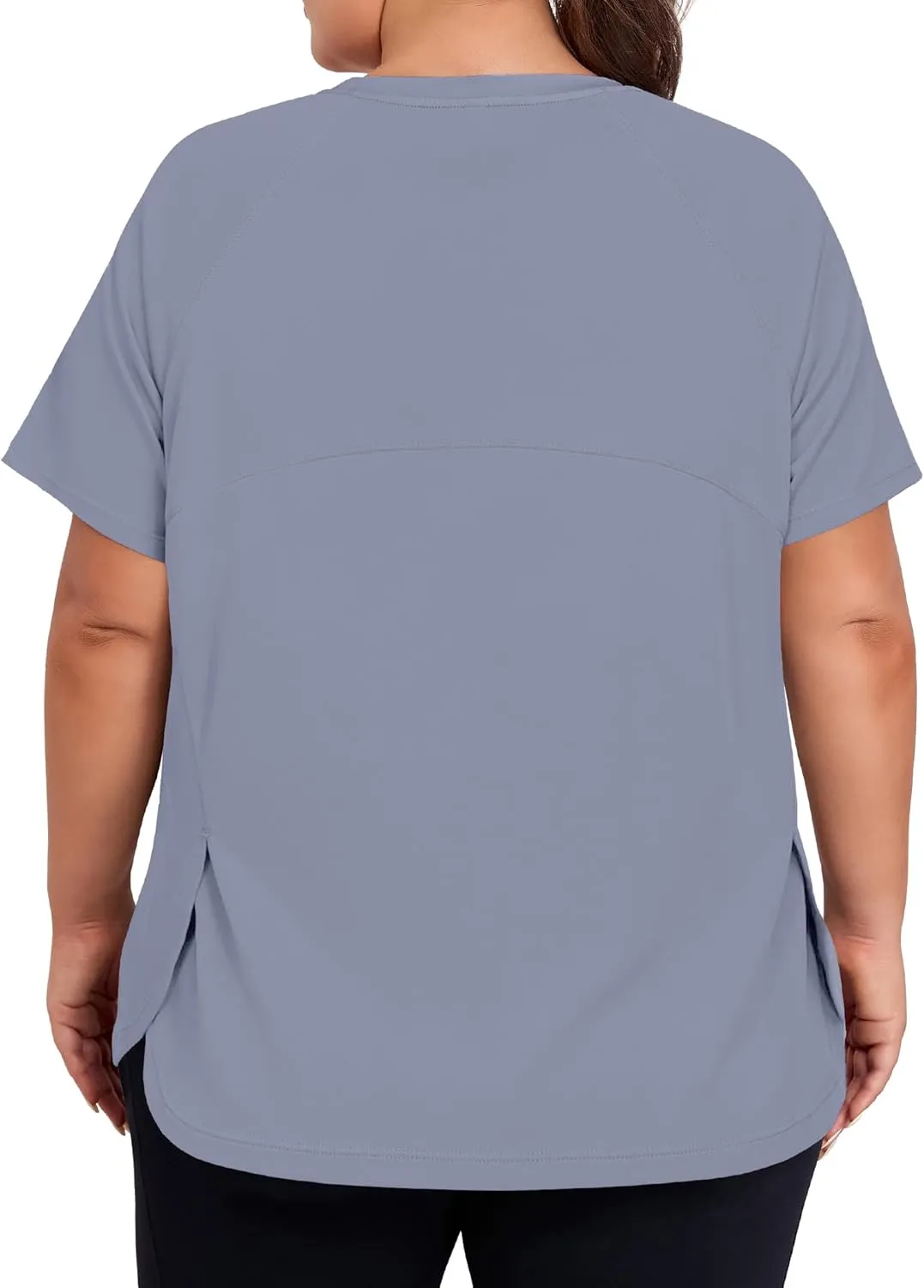 COOTRY Plus Size Workout Tops for Women Short Sleeve Athletic T Shirts Breathable Running Yoga Gym Tee with Side Slits