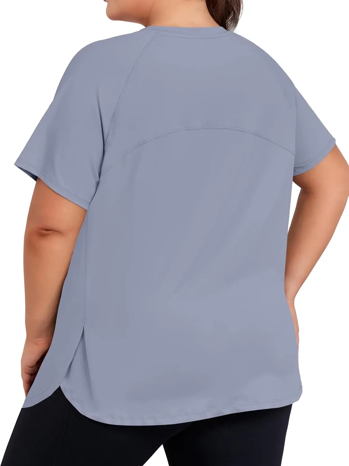 COOTRY Plus Size Workout Tops for Women Short Sleeve Athletic T Shirts Breathable Running Yoga Gym Tee with Side Slits