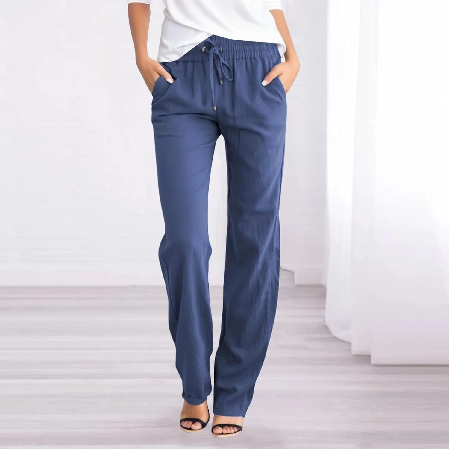 Corduroy Pleated Pants for Women Winter Irregular Travel Slacks with Pockets Barrel Pants Water Resistant