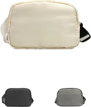 Crossbody Bags for women,belt bag,fanny packs for women,with Adjustable Strap,Back Hidden Pocket,Nylon Waterproof,for Workouts,Running,Biking,Traveling (Ivory White)