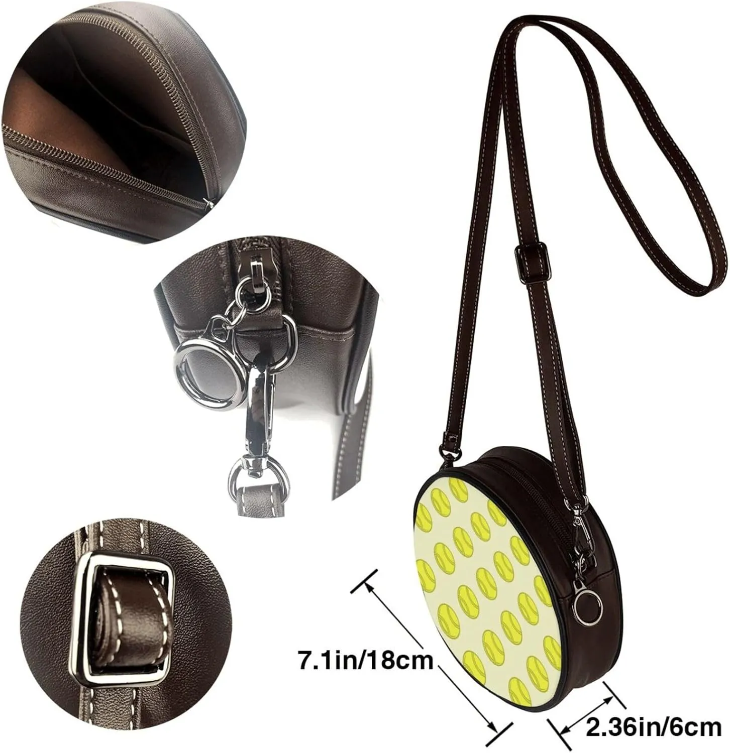 Crossbody Purse for Women, PU Leather Round Crossbody Bag, Mini Purses Handbags with Strap Zipper