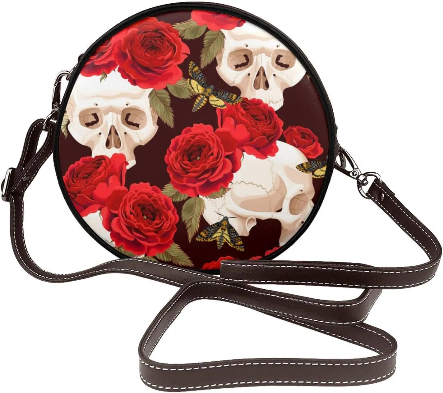 Crossbody Purse for Women, PU Leather Round Crossbody Bag, Mini Purses Handbags with Strap Zipper