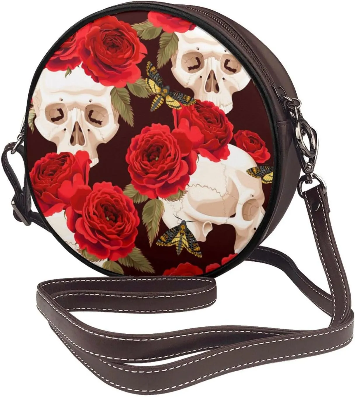 Crossbody Purse for Women, PU Leather Round Crossbody Bag, Mini Purses Handbags with Strap Zipper