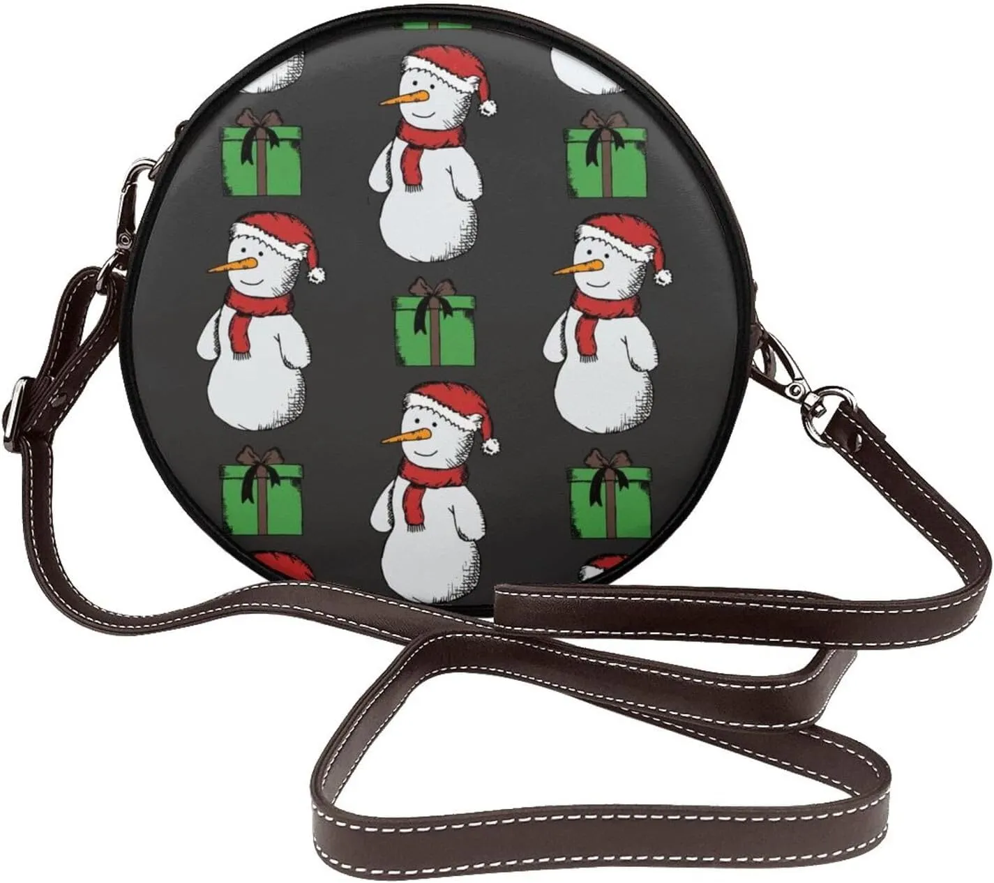 Crossbody Purse for Women, PU Leather Round Crossbody Bag, Mini Purses Handbags with Strap Zipper