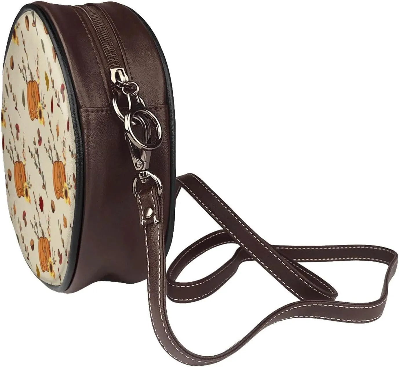 Crossbody Purse for Women, PU Leather Round Crossbody Bag, Mini Purses Handbags with Strap Zipper