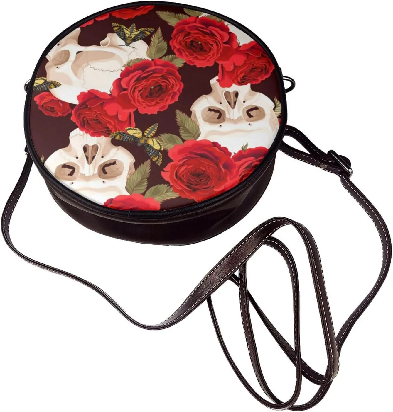 Crossbody Purse for Women, PU Leather Round Crossbody Bag, Mini Purses Handbags with Strap Zipper