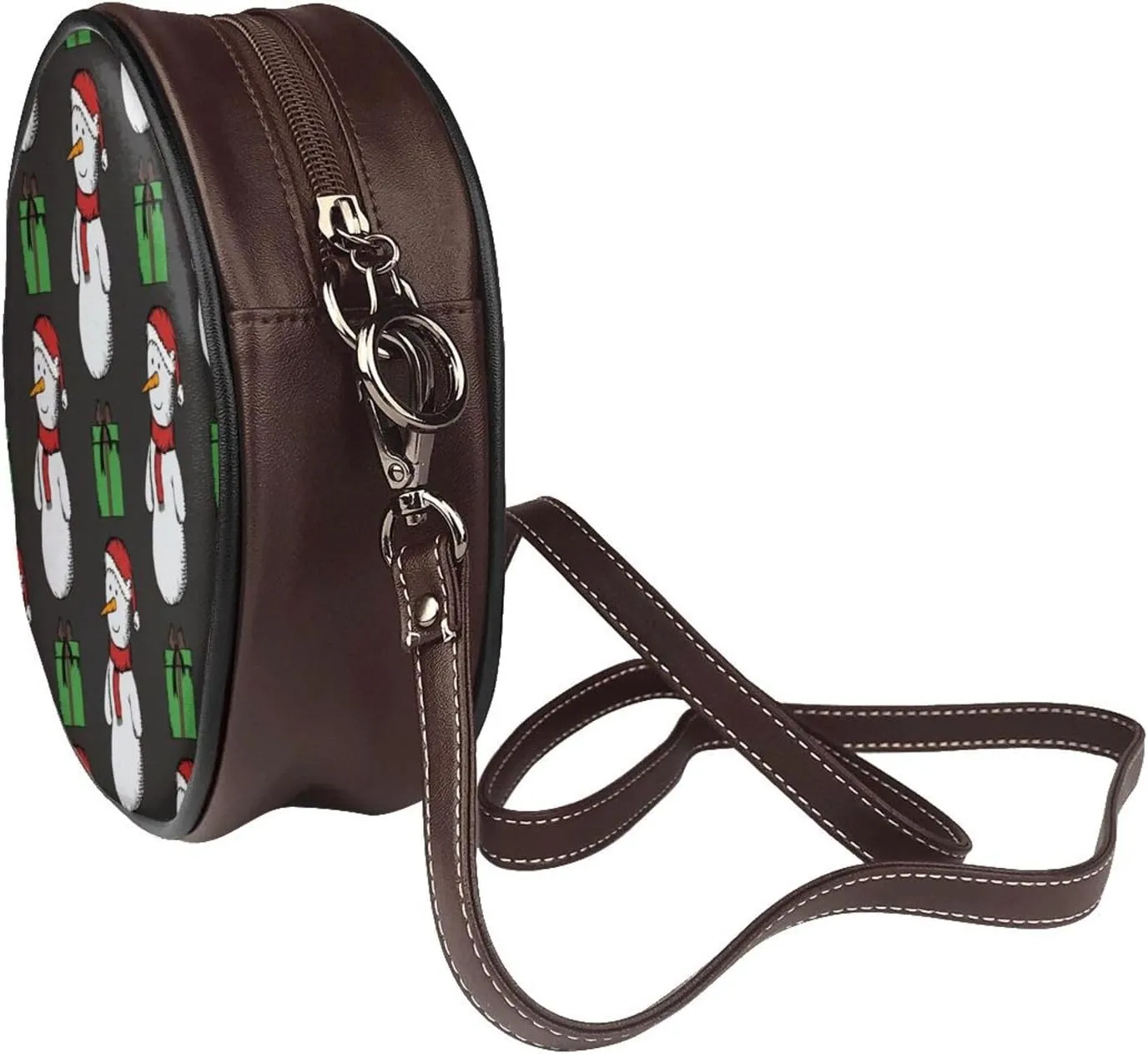 Crossbody Purse for Women, PU Leather Round Crossbody Bag, Mini Purses Handbags with Strap Zipper
