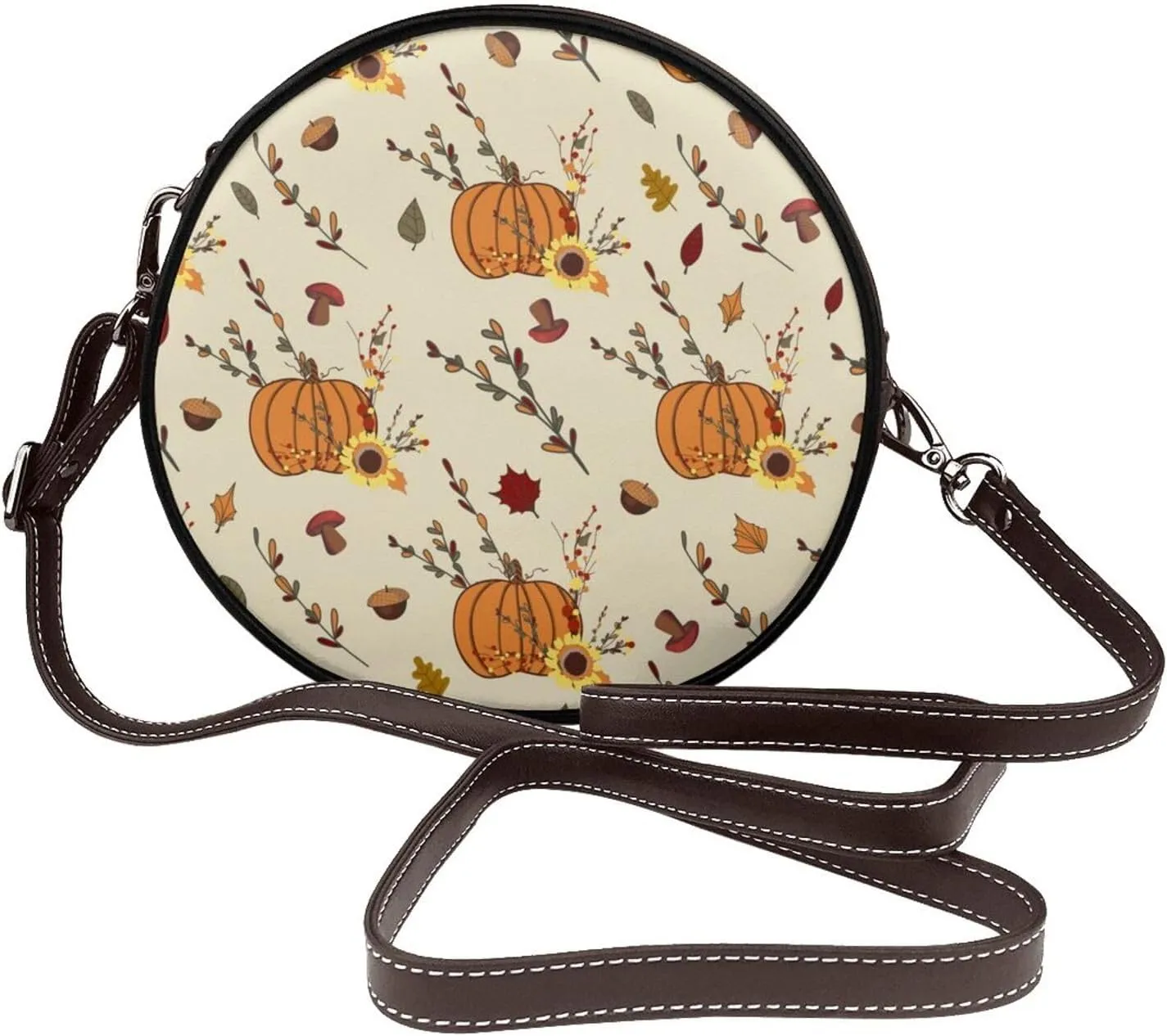 Crossbody Purse for Women, PU Leather Round Crossbody Bag, Mini Purses Handbags with Strap Zipper