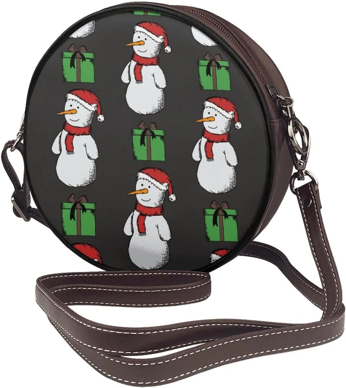 Crossbody Purse for Women, PU Leather Round Crossbody Bag, Mini Purses Handbags with Strap Zipper